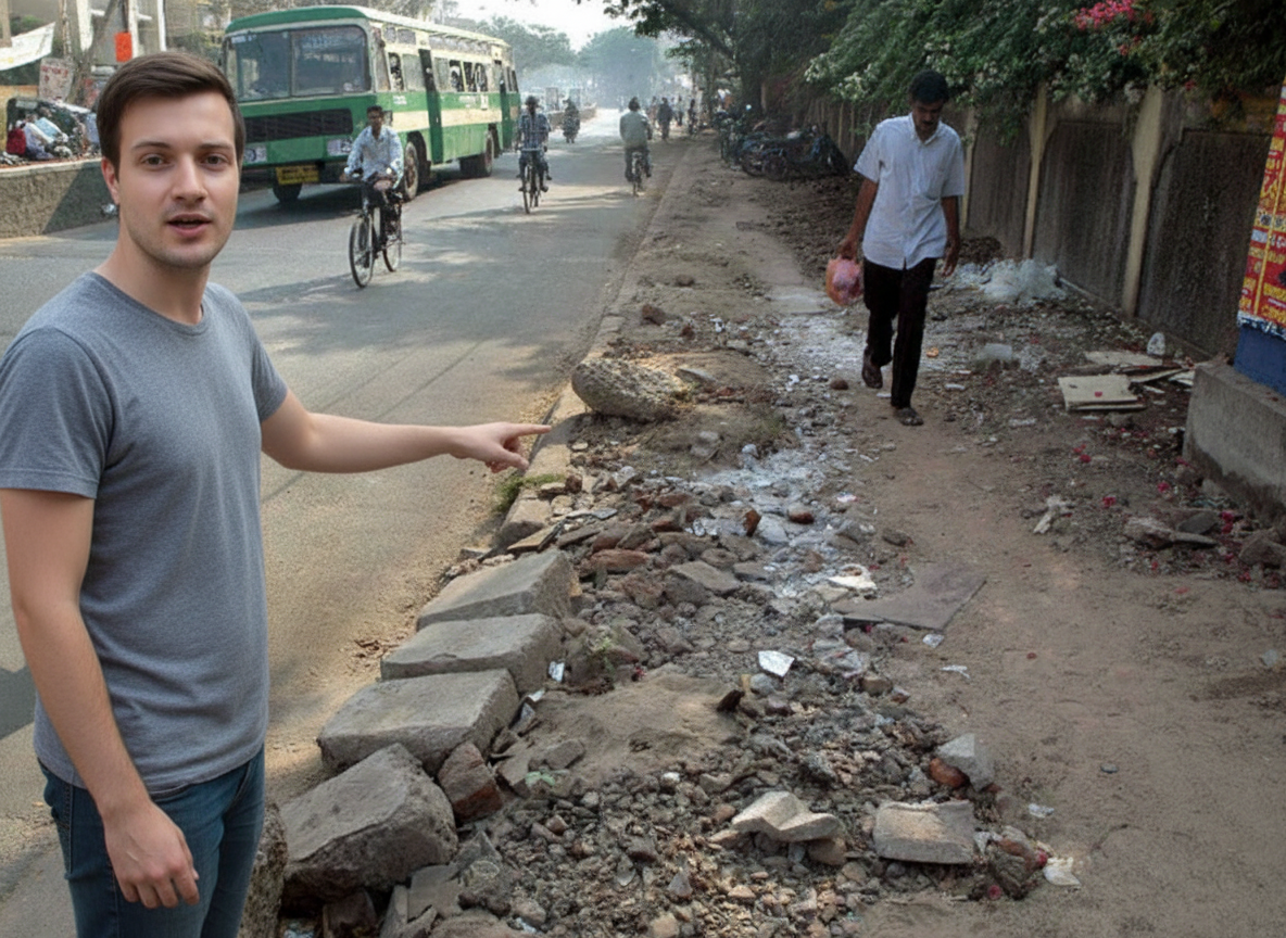 Sample street inspection with concerned white man